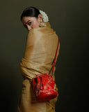 TAN AND LOOM Bridal Red Brocade Bombay Bucket