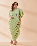 Lime Green Drape Dress By AAKAAR