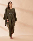 AAKAAR OLIVE DRAPE DRESS