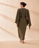 AAKAAR OLIVE DRAPE DRESS