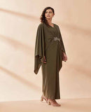 AAKAAR OLIVE DRAPE DRESS