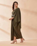 AAKAAR OLIVE DRAPE DRESS