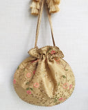 Floral Creeper Potli with Pastel Embroidery & Cutdana Tassels - Premium Designer Ethnic Accessory | 85 Lansdowne"