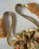 Floral Creeper Gold Potli Bag by AMYRA