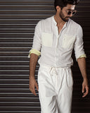 JATIN MALIK The chawk white shirt set