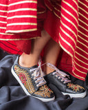 THE SAREE SNEAKERS Black Sneakers with golden Zardozi Embroidery