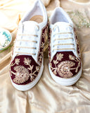 Red Velvet with Gota embroidery Sneakers