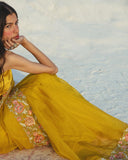 Mustard Cutwork Saree for Party