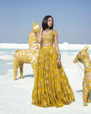 Mustard Yellow Lahenga Set by PAULMI AND HARSH