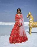 Red Lahenga Set  by PAULMI AND HARSH