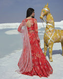 Red Lahenga Set  by PAULMI AND HARSH