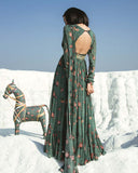 Green Anarkali with Attached Drape Duppatta By PAULMI AND HARSH